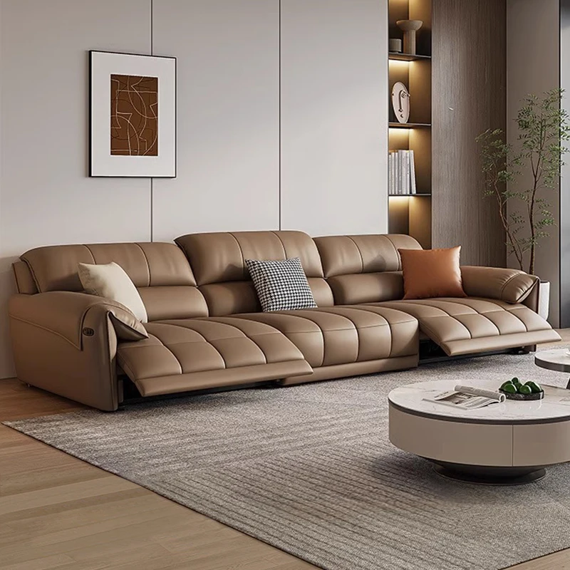 

Modern Minimalist Luxury Sofa Set Furniture Recliner Genuine Leather Functional Living Room Sofas