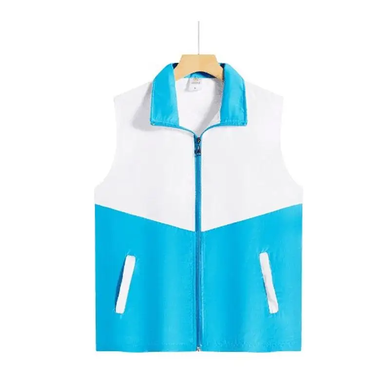 Men's Work Activity Public Welfare Color Blocked Patchwork Vest Custom Design Print Logo DIY Competition Multiple Pockets Jacket