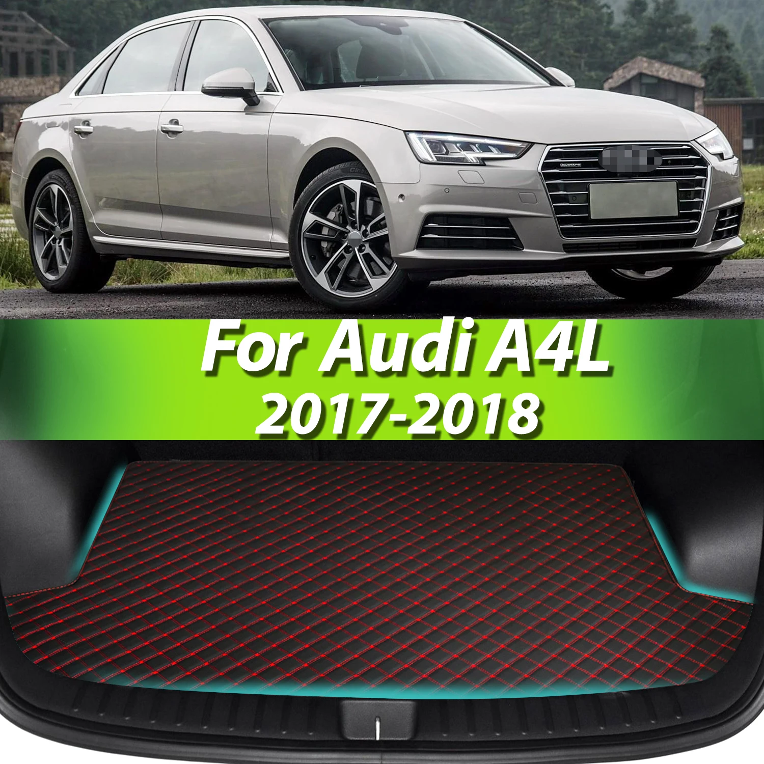 

For Audi A4L 2017-2018 Artificial Leather Car Trunk Mat Rear Trunk Cargo Protective Mat Car Interior Accessories