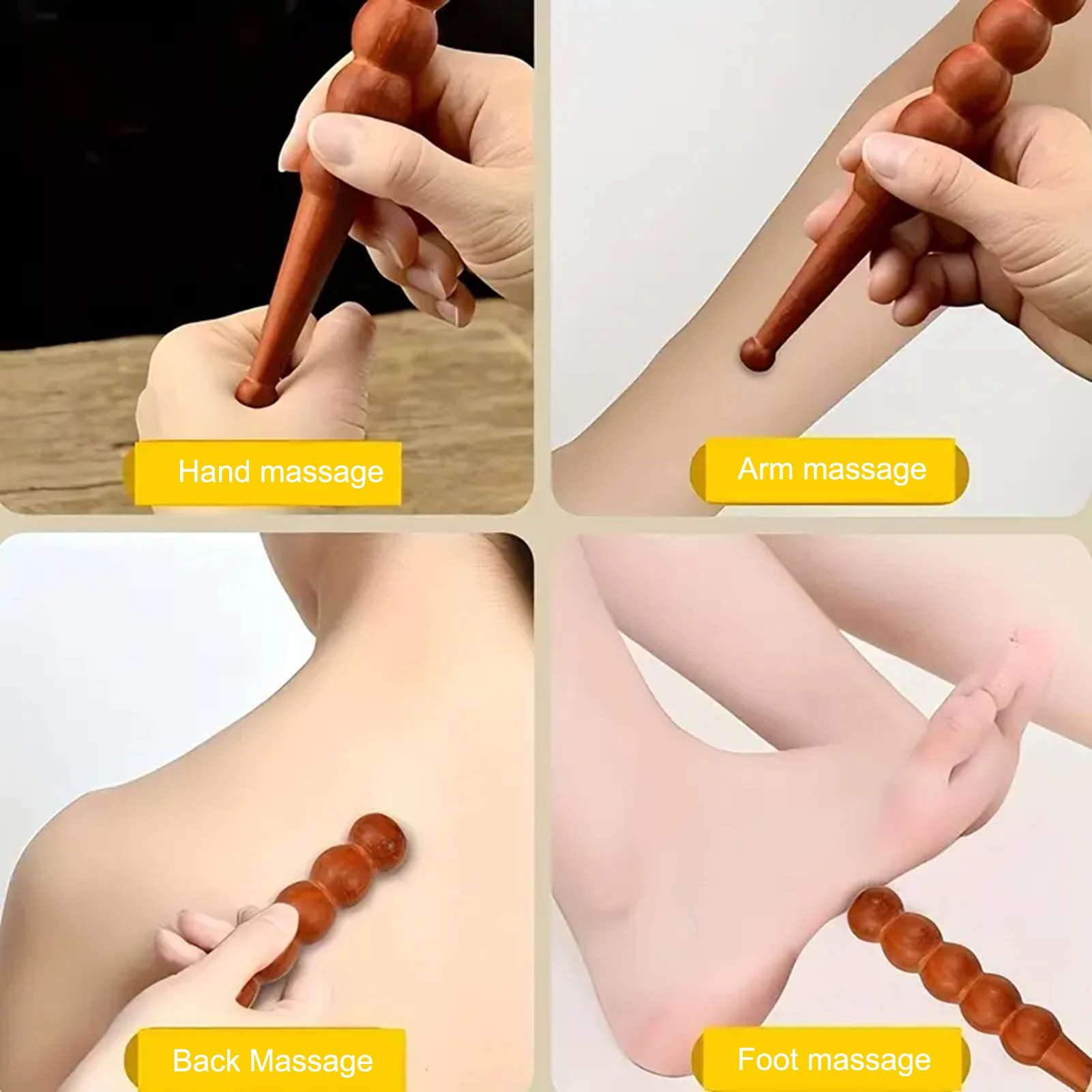 عصا تدليك يدوية للرجال والنساء مدلك خشب زهر الكمثرى الطبيعي مهدئ ميريديان مُدلك يدوي الرعاية الصحية