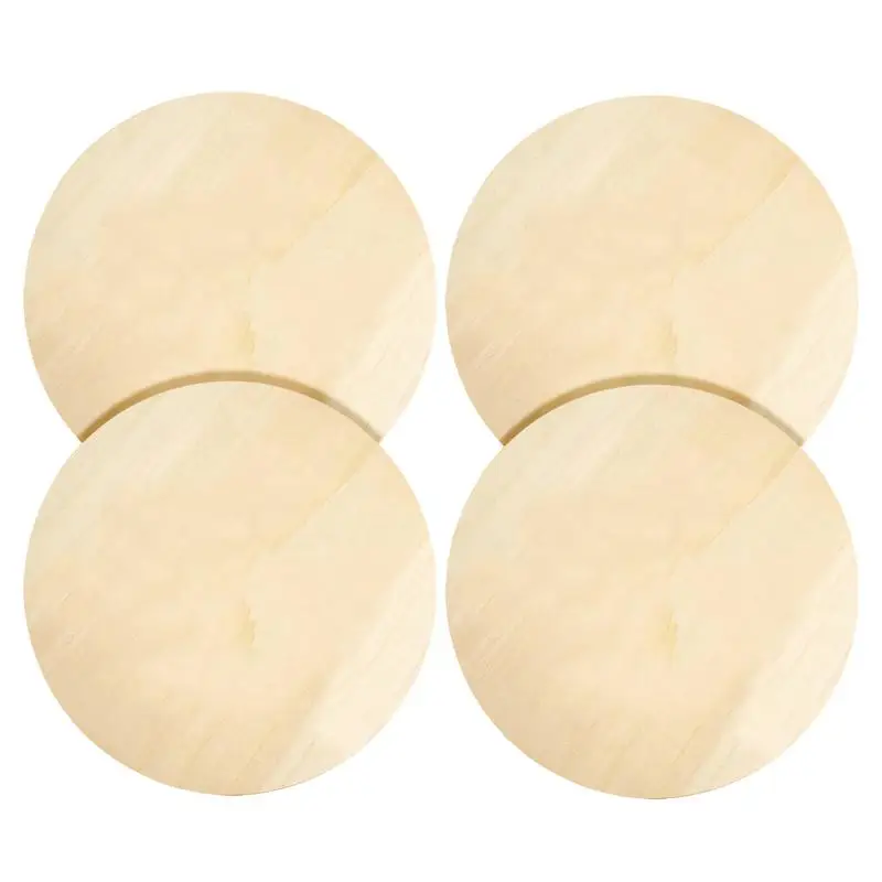 4Pcs Natural Unfinished Round Wooden Slices No Hole Wood Discs Blank DIY Crafts Wooden Circles For Wedding Christmas Decor Log