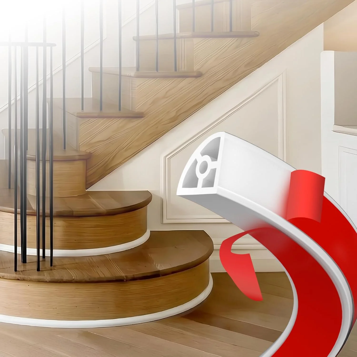 1PC 1/2m Flexible Quarter Round Molding Trim - Bendable Silicone Peel and Stick Molding Trim for Walls