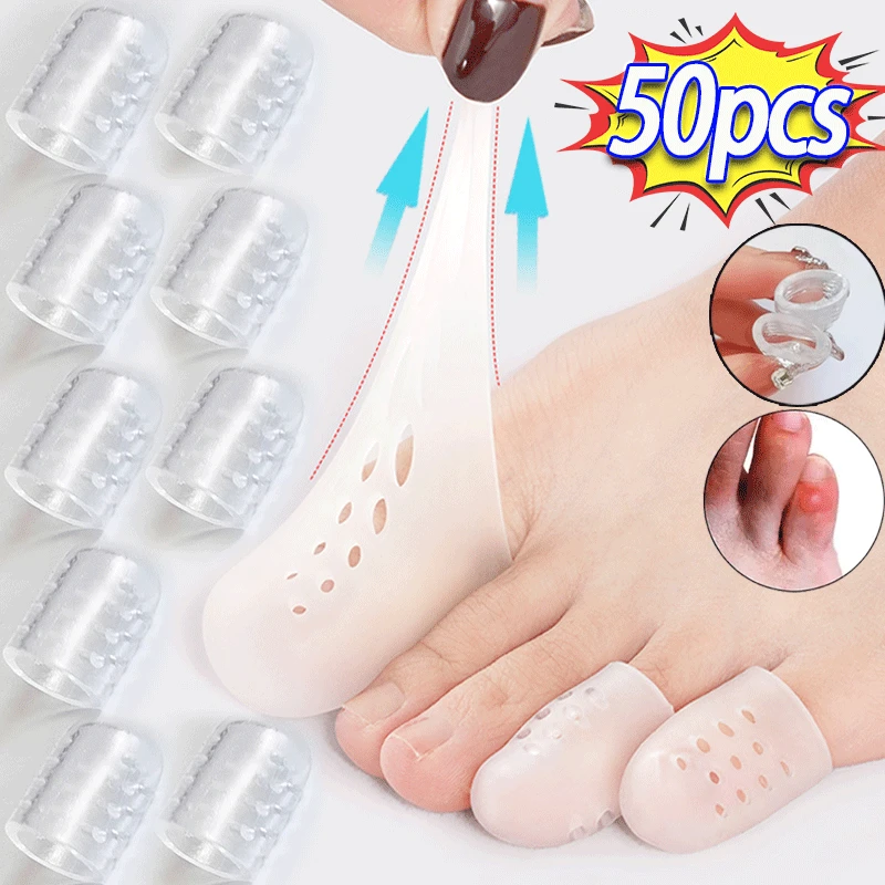 

50pcs Transparent Silicone Toe Caps Anti-Friction Breathable Toe Protector Prevents Blisters Toe Caps Cover Protectors Foot Care