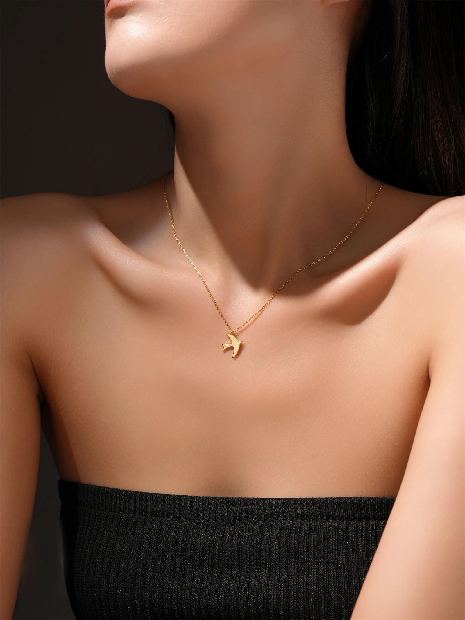 DPLAOPA Women 925 Sterling Silver Swallow Plain Animal Pendant Necklace Chain 2025 Fashion Rock Punk Fine Jewelry Gift
