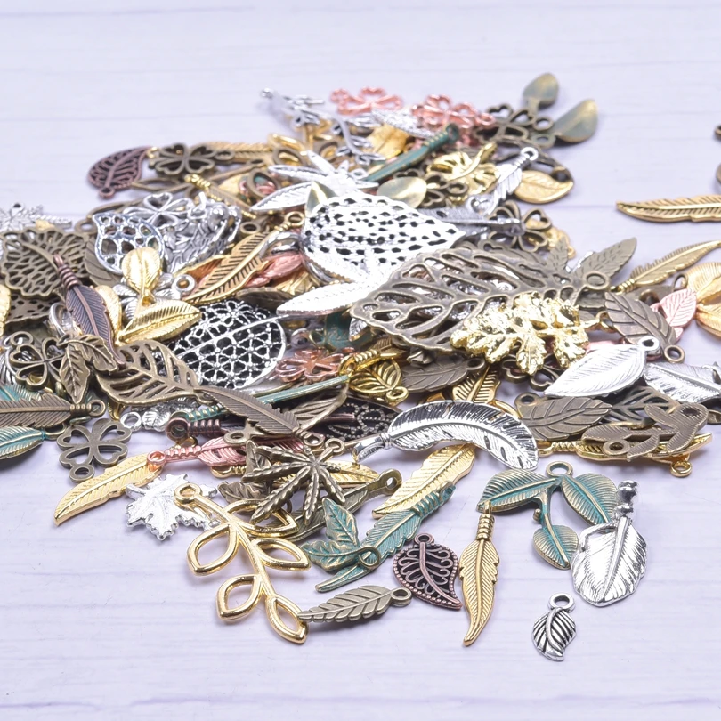 30 sztuk Radom Mix liść rośliny Charms dla elementy do wyrobu biżuterii w stylu Vintage wisiorek urok ręcznie robione kolczyki naszyjnik akcesoria Retro — zdjęcie 6