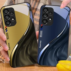 Water Flow Pattern For Samsung Galaxy S 8 9 10 20 Plus 21 FE 22 23 24 Ultra S7 Edge Black Tempered Glass Phone Case Hard Shell