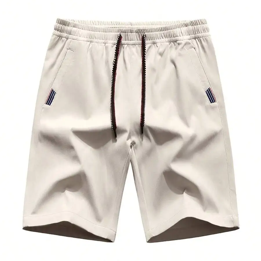 

Mens Breathable Athletic Shorts With Adjustable Drawstring Waist, Side Pockets And Stripe Detail For Summer Sports And Daily