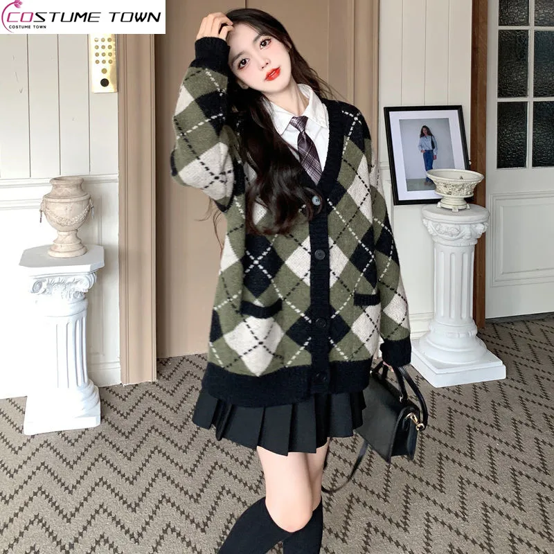 Autumn and Winter Long Sleeved Knitted Cardigan Jacket Korean Casual Shirt Pleated Skirt Women's Three Piece Set