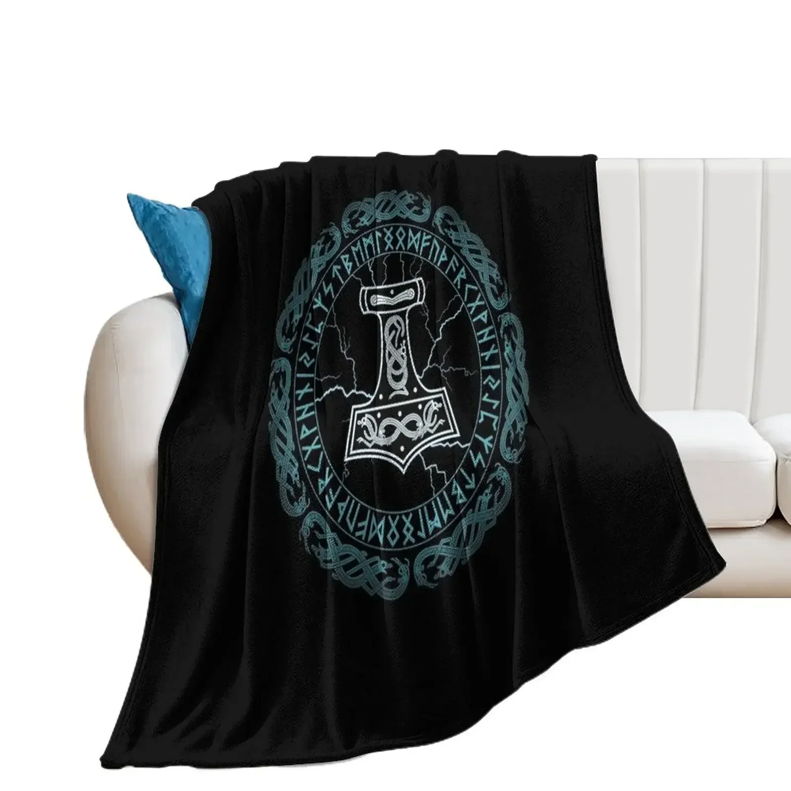 Mj?lnir Hammer of Thor Runes Throw Blanket Thermals For Travel blankets and throws Cute Plaid Blankets