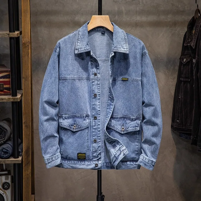 

Men's Casual Loose Fit Denim Jaet Workwear Coat for W Anti-Scald Wear-Resistant Dirt-Resistant Autumn Winter Outerwear