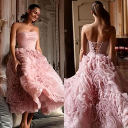 Vestido de fiesta sin tirantes de estilo moderno personalizado, plisado, sin espalda, hasta el tobillo, Organza, vestidos para ocasiones a medida, noche