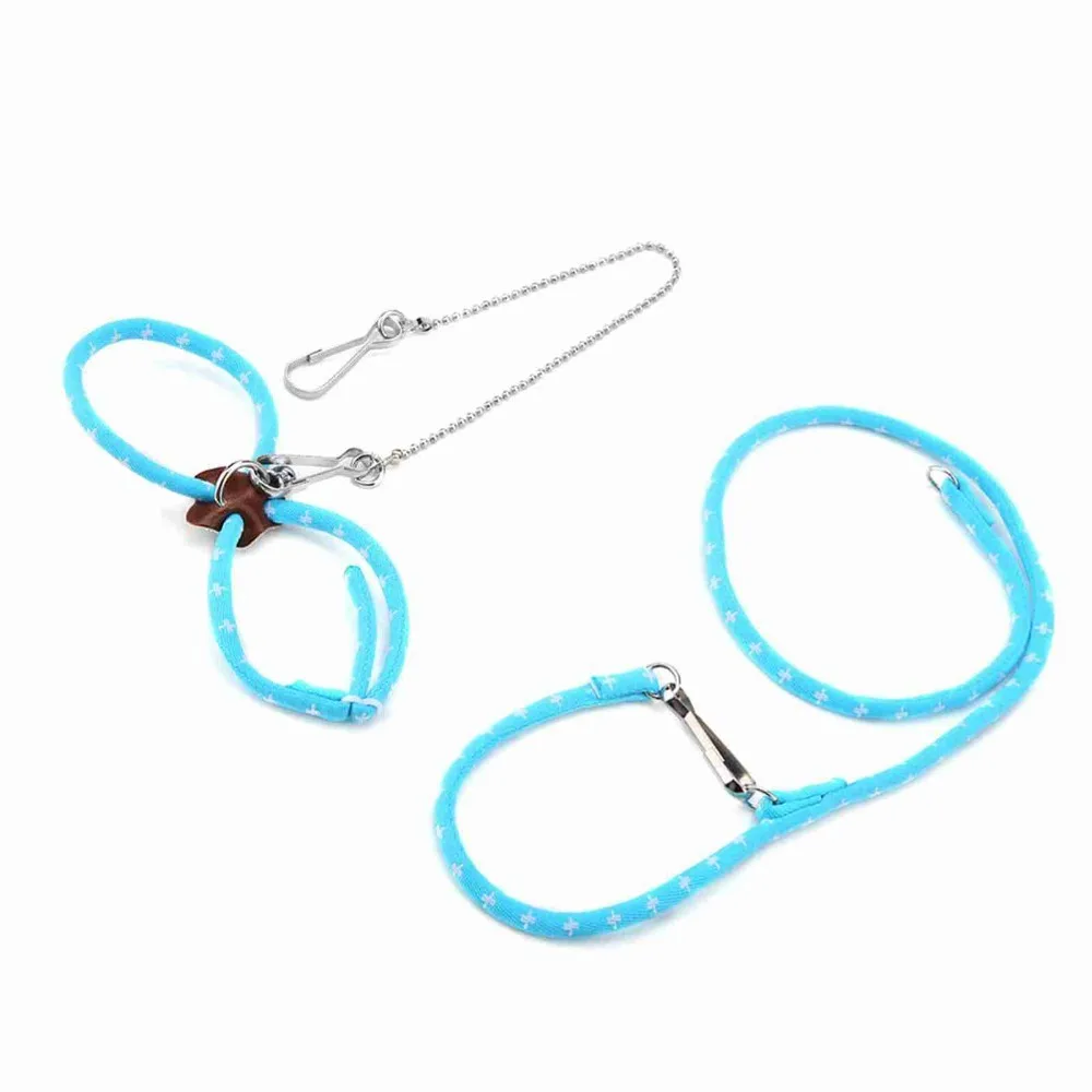 Adjustable Cotton Pet Harness Bell Attachment Adjustable Knot Adjustable Harness Durable Ultra-Soft Training Leash Hamsters