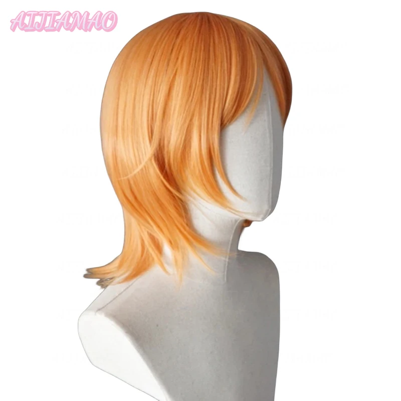 Anime Nami peruka do Cosplay pomarańczowa peruka długie faliste 75cm kobiety dorosła peruka peruka odporne na ciepło włosy Halloween kostiumy peruki + czapka z peruką