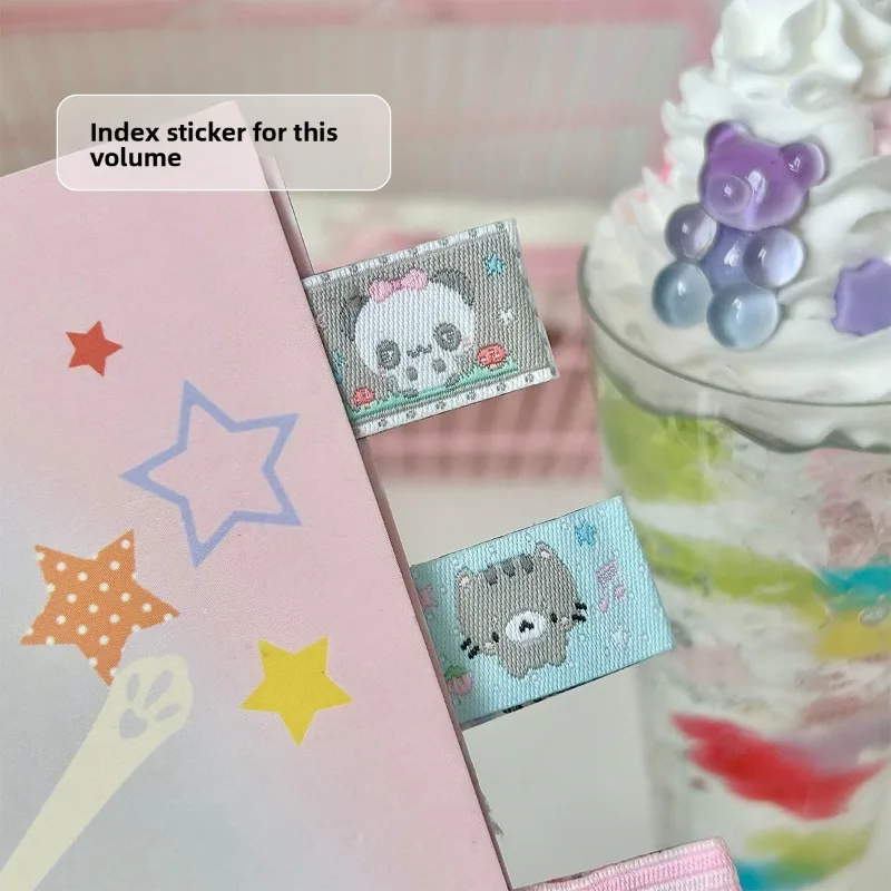 Pegatinas de índice de etiquetas Kawaii, etiqueta adhesiva bordada de la suerte, pegatina para álbum de recortes, notas de cuenta de mano, calcomanías de sellado decorativas