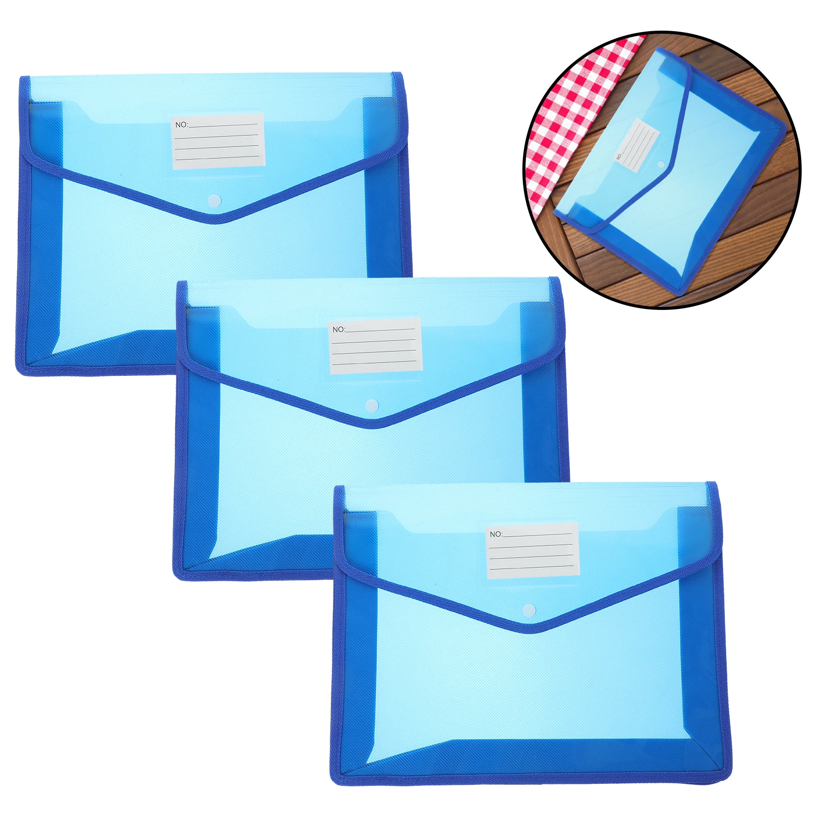 

3pcs Waterproof Bags Transparent Document Wallets Thick Storage Organizer A4 File Folder For Office School Business Portable Use