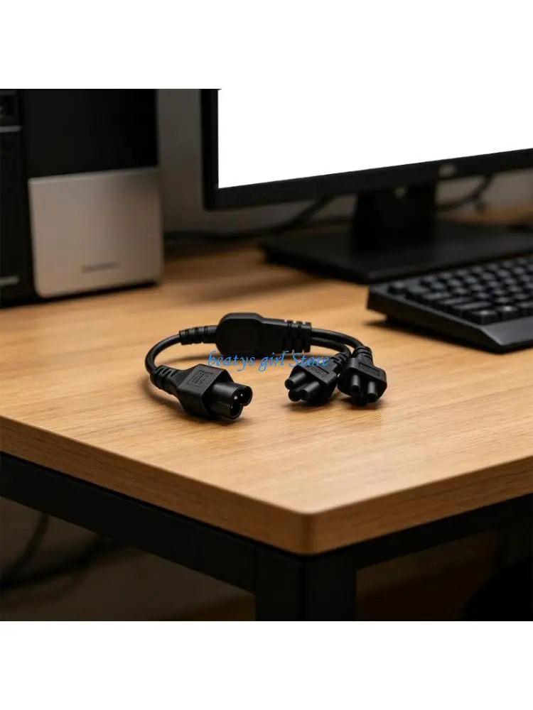 C7AB 0.3Meter Computer Power Splitter Cable IEC320 Male To 2XC5 Female For Efficient