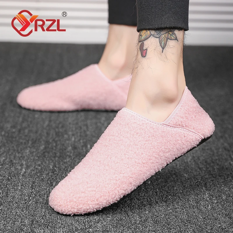 

YRZL Winter Slippers Men Couple Slippers Non-slip Warm Women and Men Slipper Indoor Soft Shoes Comfortable Flat Home Cotton Shoe