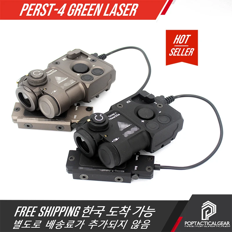 

New Airsoft Tactical perst-4 Aiming Green Visible Laser Sight Full Metal PEQ IR Laser With Kv-1p Remote Button Switch