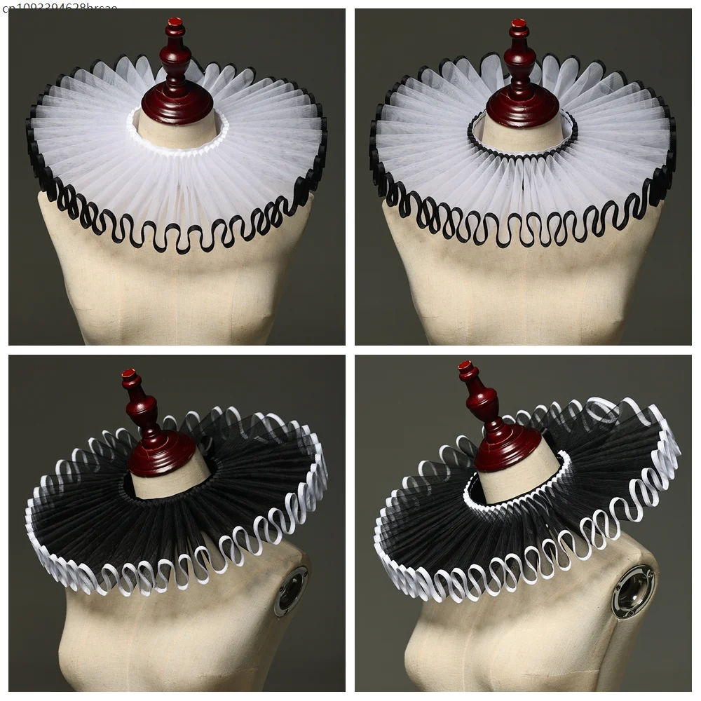 

Clown Costume Cosplay Collar Vintage Victorian Renaissance Neck Ruffle Choker