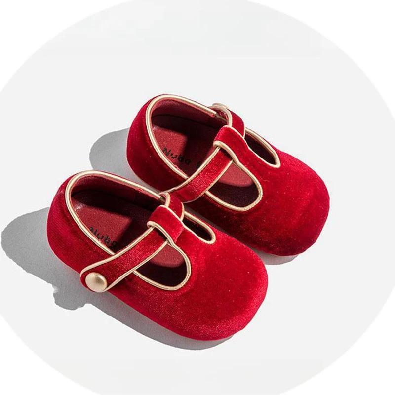 

Children's Suede Flats Shoes Korean Version Toddler Spring Autumn Simple Strap Princess Dress Shoes For Party Baby Casual Shoes