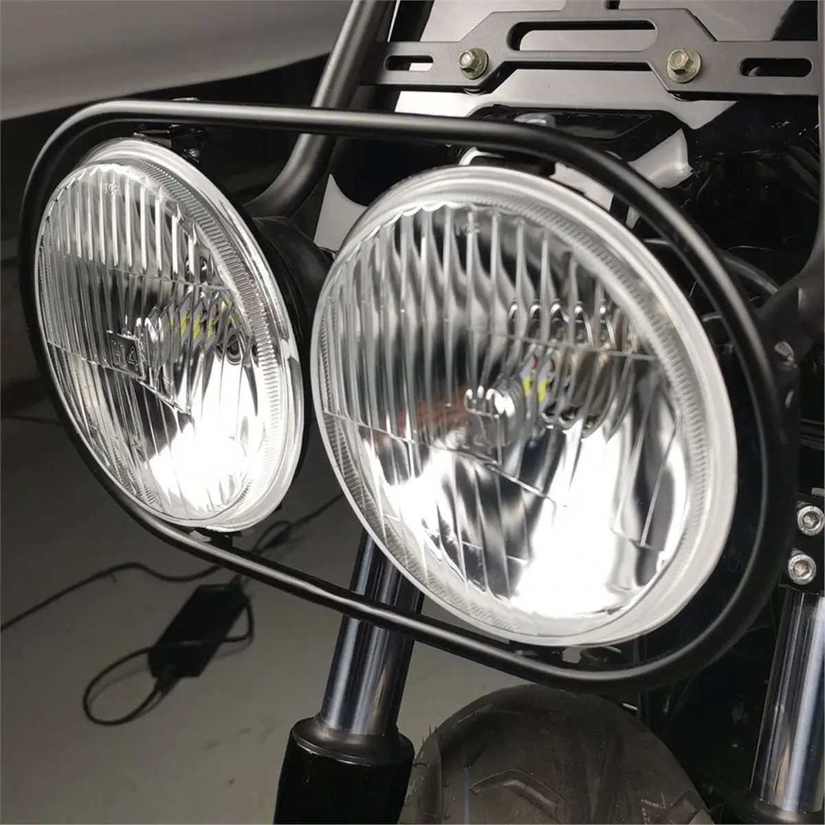Compatible Motorcycle Spotlight LED Dual Round Headlight High and Low Beam for RUCKUS Scooter