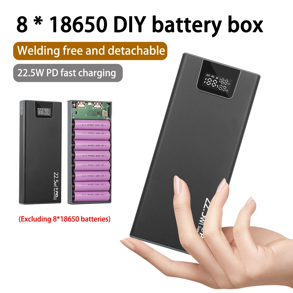 Portable 18650 Battery Charger Case Without Battery DIY Power Bank Box With Digital Display Batteries Charging Power Bank Shell