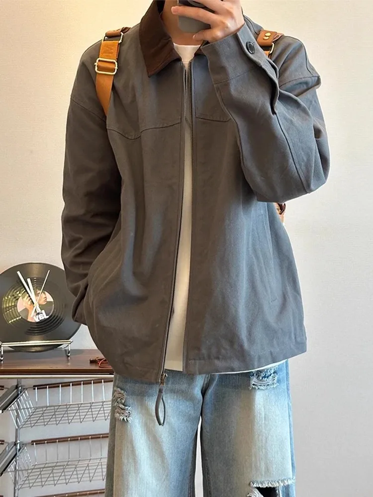 

Cleanfit Detroit Workwear Jaet Мужская осенняя одежда Sli Высококачественный американский ретро-воротник Бейсбол orm Свободный крой на молнии Хлопок