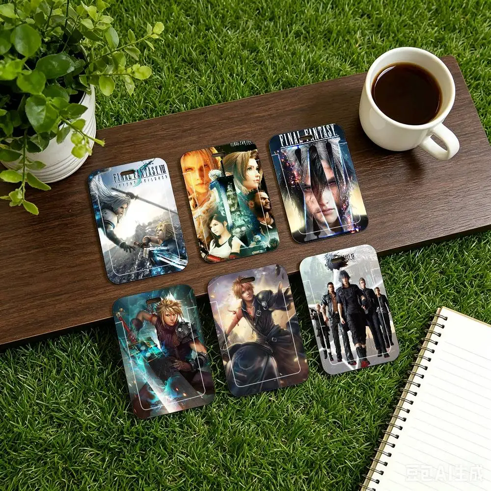 F-FINAL-FANTASYS Black Lanyard Card Holders Student Meal Cards And Campus Ids School