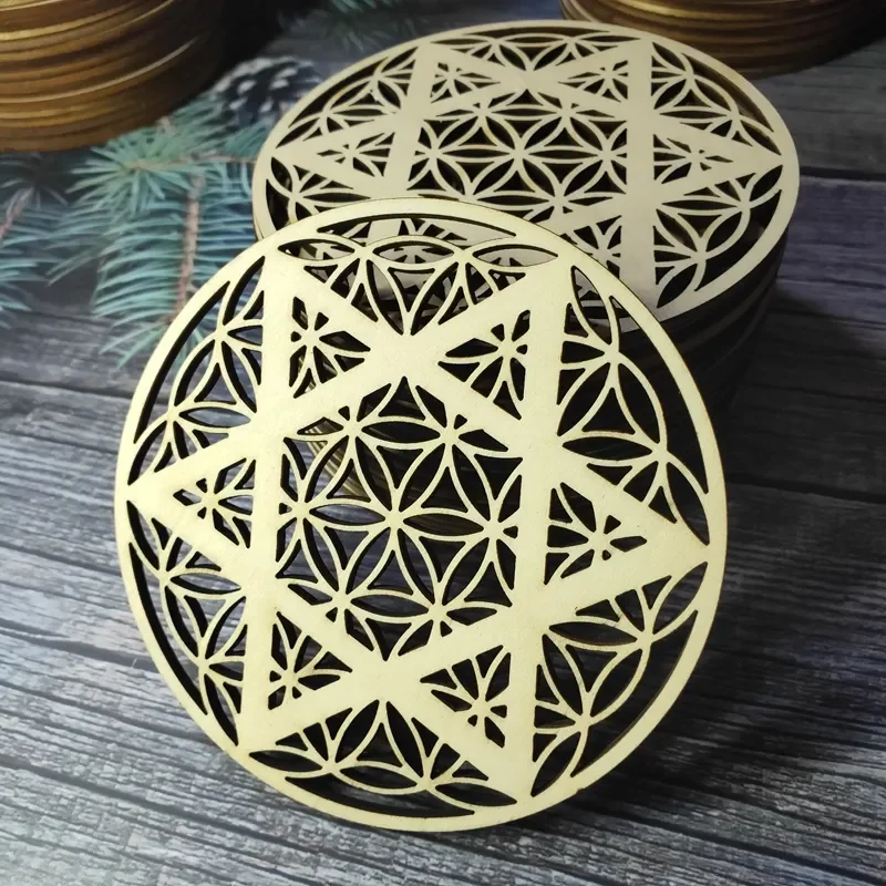 10PCS Wooden Coasters Engraving Coasters, Drink Coasters - Coasters Designed for Table Decoration, Laser Cut Coasters
