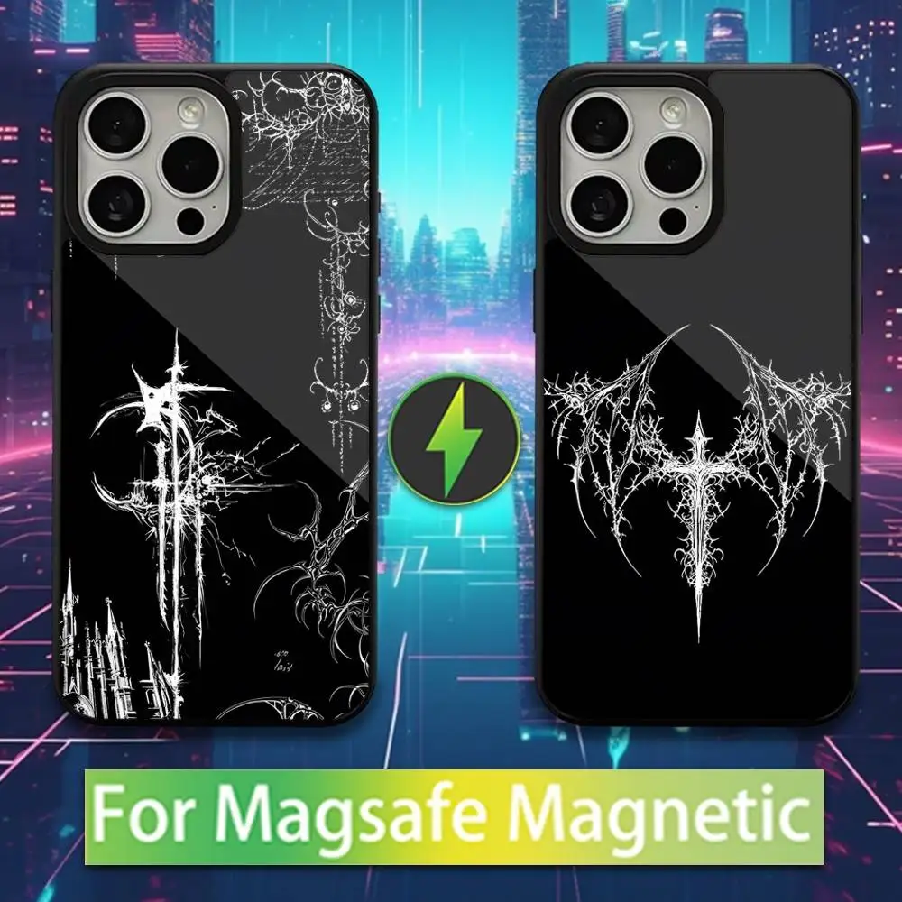 

Sigil Cross Gothic Cyber Phone Case For iPhone 16,15,17,14,13,12,11,Pro,Max,Plus,Mini,Magsafe,Magnetic Wireless Charging Case