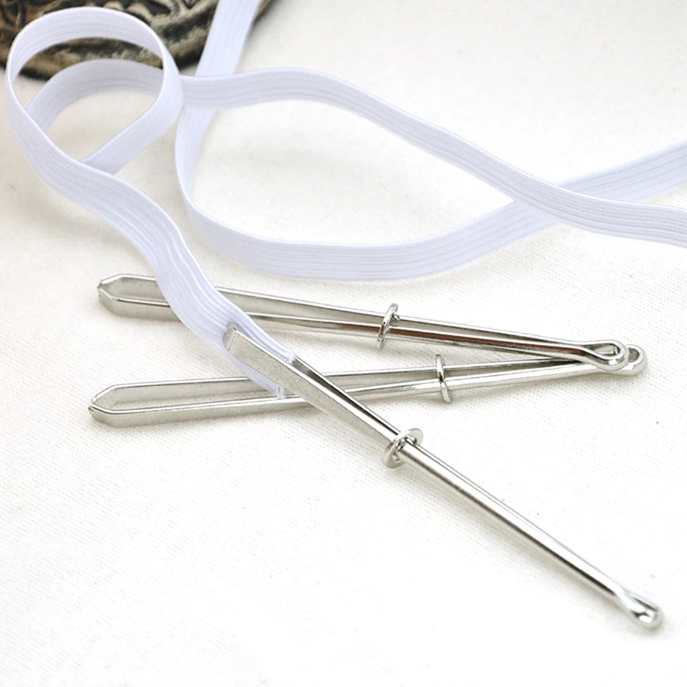 2 PCS/Lot Stainless Steel Garment Clips DIY Sewing Tools Elastic Band Tape Punch Cross Stitch Threader Wear Elastic Clamp