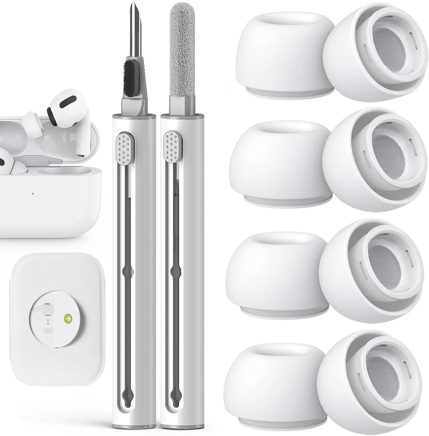 

4 Pairs Compatible with AirPods Pro 2nd/1st Generation Replacement Ear Tips with Noise Reduction Hole Built-in dust Guard Screen