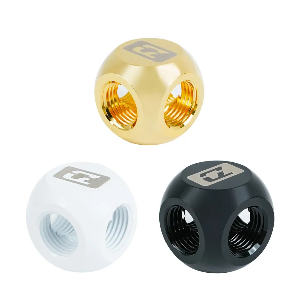 

CZ Brand Clearance,Computer Case Water Cooling G1/4"x4,4 Way Cubic Spliter Fittings,Black,White,Gold