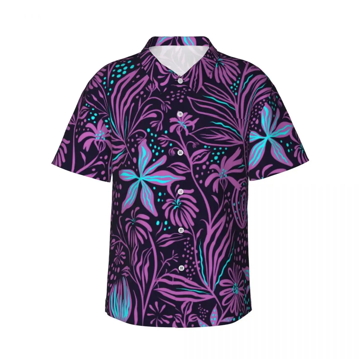 

Пляжная рубашка с тропическими цветами, мужские фиолетовые, синие повседневные рубашки с цветочным принтом, гавайские элегантные блузки большого размера с короткими рукавами и принтом, подарок