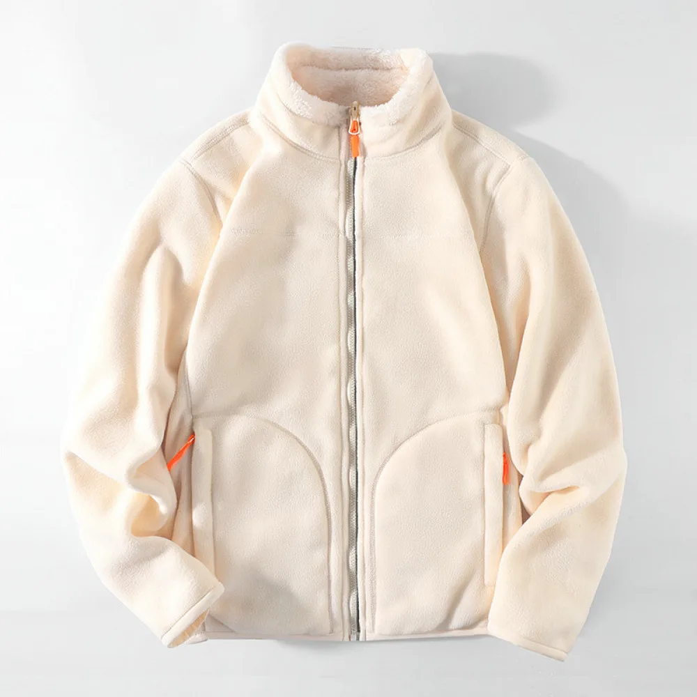For For Qiweilong Winter Mens Reversible Fleece Jacket Lambswool Hoodie Thermal Coat Casual Outdoor Hiking Soft Warm Pullover