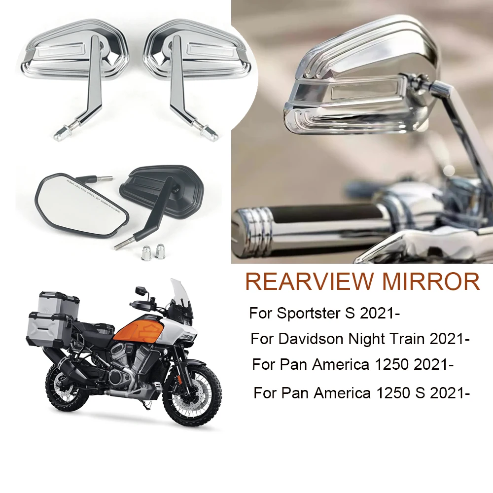 

For Davidson Night Train Sportster S Pan America 1250 S 2021- Motorcycle Handlebar Rearview Rear View Mirror Side Mirrors Kit