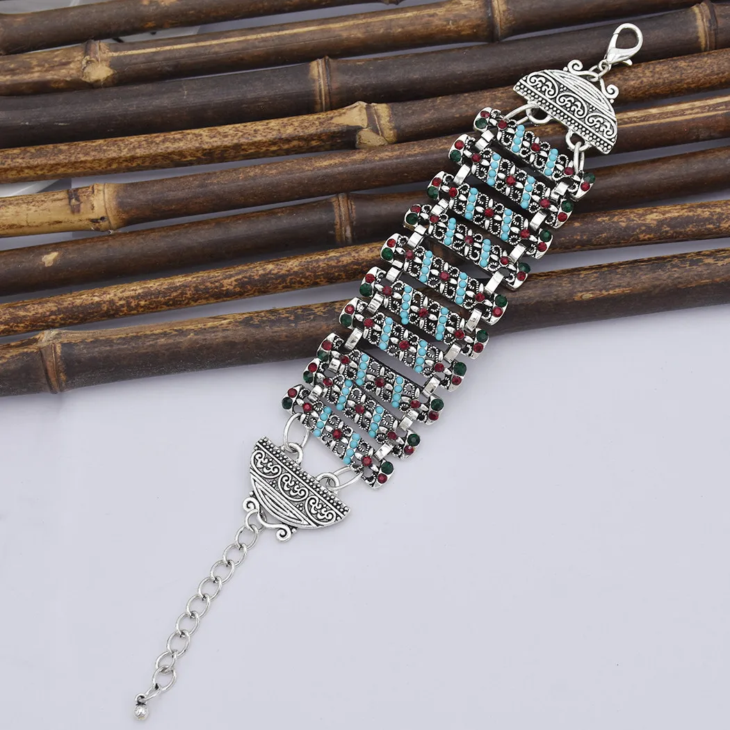 Vintage Finger Bracelet Pulseras Bohemian Gypsy Beach Charm Turkish Coin Pendant Hand Chain Blue Stone Slave Bracelet Bangle