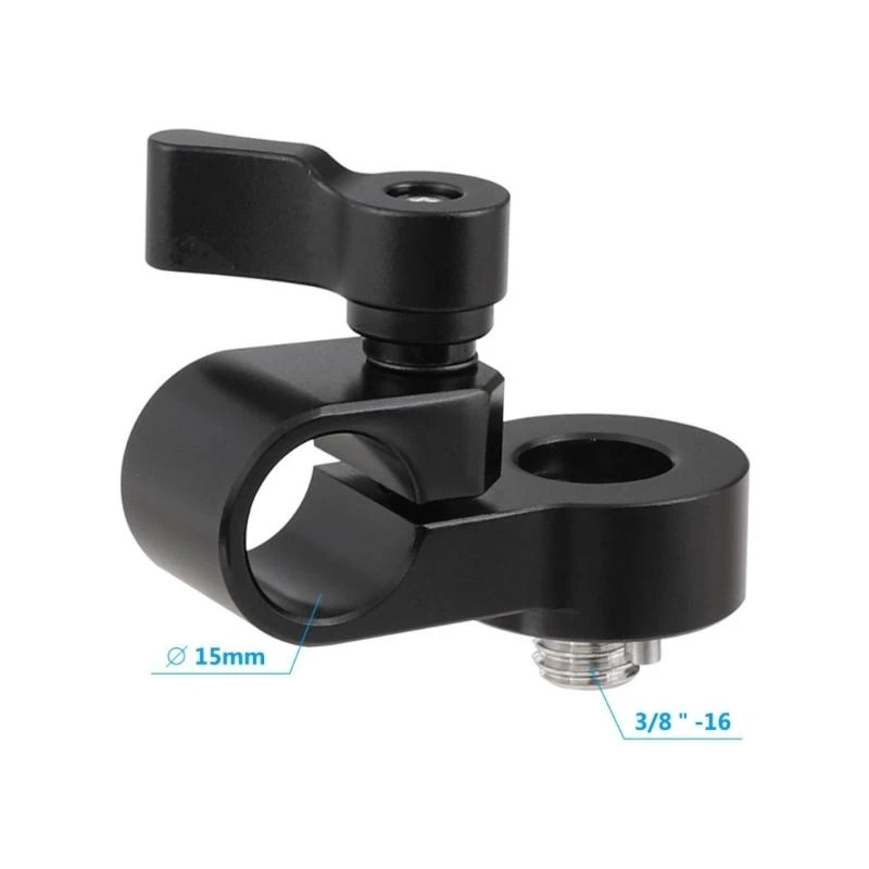 

77UB 15mm Tube Clamp Single Hole with 3/8 Thread Aluminum Alloy for Photographic 15mm