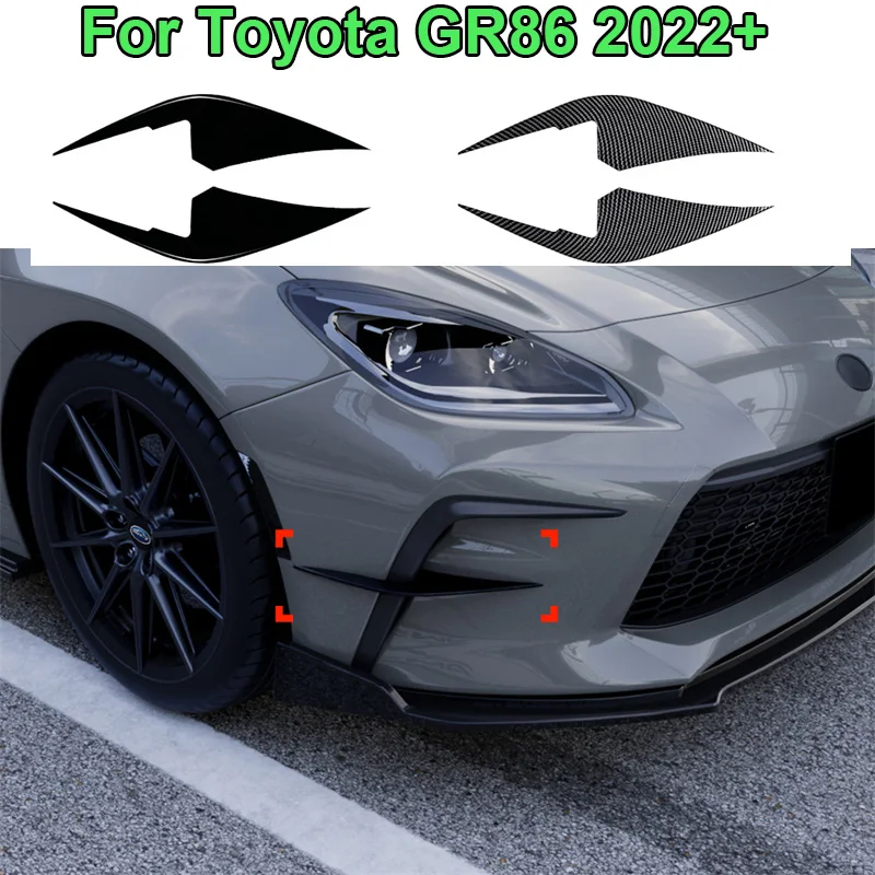 Glossy Front Bumper Air Knife Fog Lamp Light Trim Cover For Toyota GR86 2022 + Side Wing Knife Spoiler Grille Grill Modification