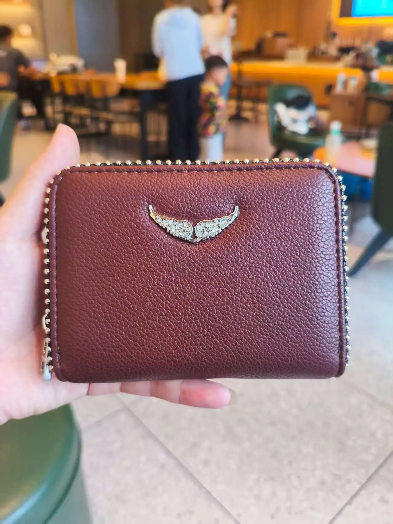 

Black Hot-Drilled Women's Bag Metal Chain Wallet & Card Holder, Denim Texture Crossbody Purse Stylish & Functional for Daily Use