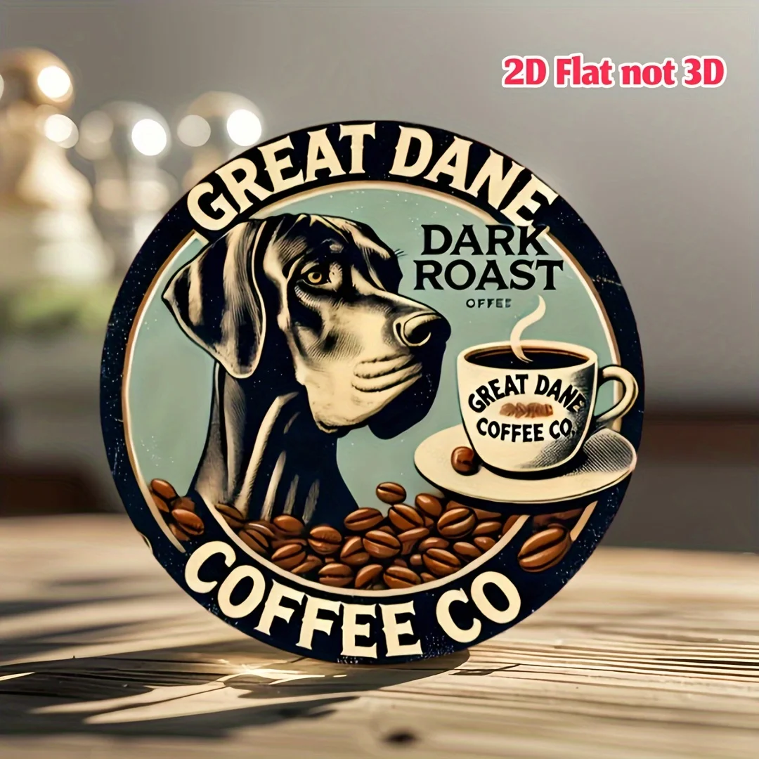 1pc Vintage Danish Coffee Round Wooden Wall Art Sign - 7.8 Inch Retro 