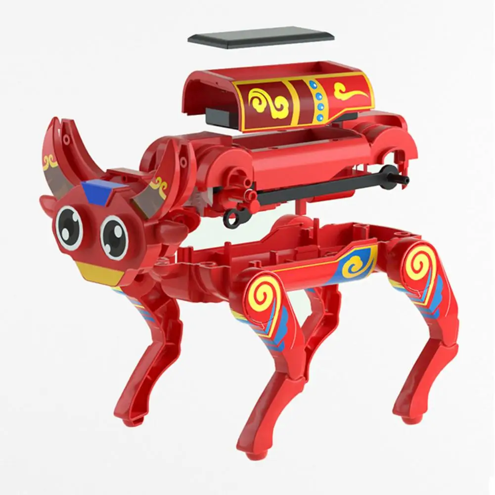 Mainan Robot listrik, mainan Robot kreatif tidak berbahaya ringan anak-anak tenaga surya anjing sapi ornamen Model Robot pengerjaan baik