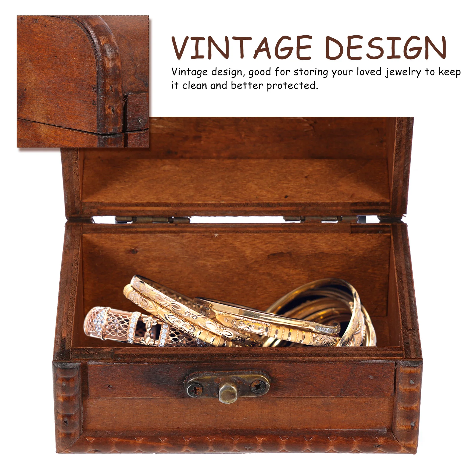 

Retro Wooden Jewelry Storage Box Sturdy Burr-Free Organizer for Home Bedroom Living Room Earring Ring Pendant Display
