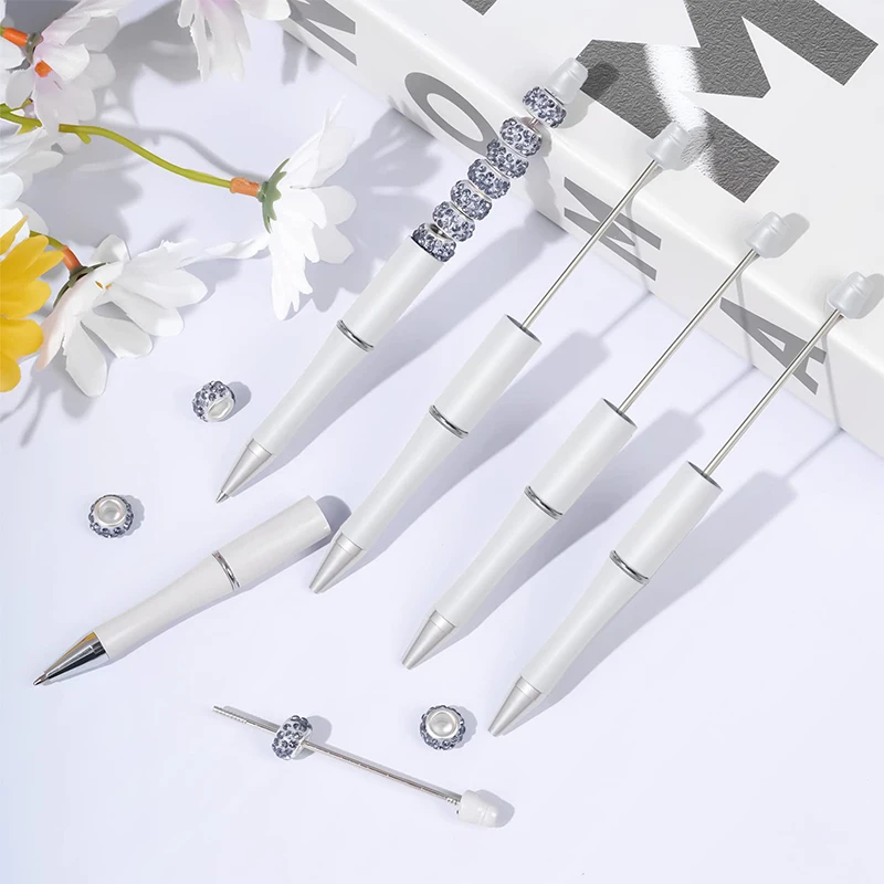 플라스틱 구슬 볼펜, 검은색 잉크, 귀여운 DIY 펜, 사무실 학교 용품, 선물용 구슬 펜, 10-100 개