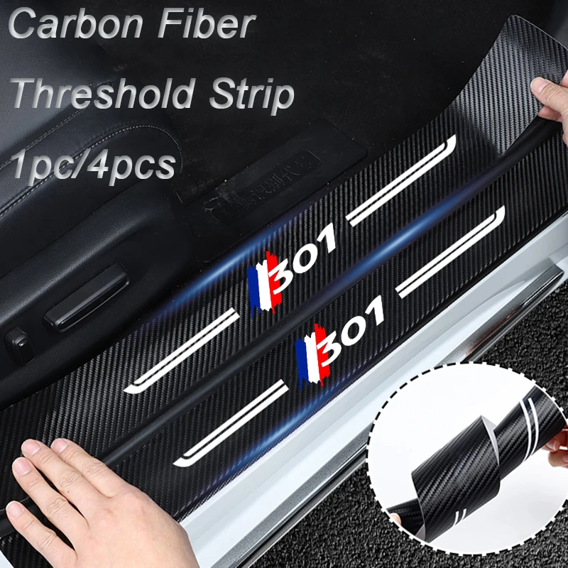 Car Door Sill Threshold Stickers for Peugeot 301 Emblem Auto Rear Trunk Bumper Water Proofing Film Decals Decoration Accessories