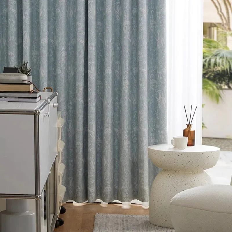 Luxury Custom Color Woven Jacquard Curtains Featuring Botanical Floral Print Curtains for Living Room Bedroom Home Decor Tulle