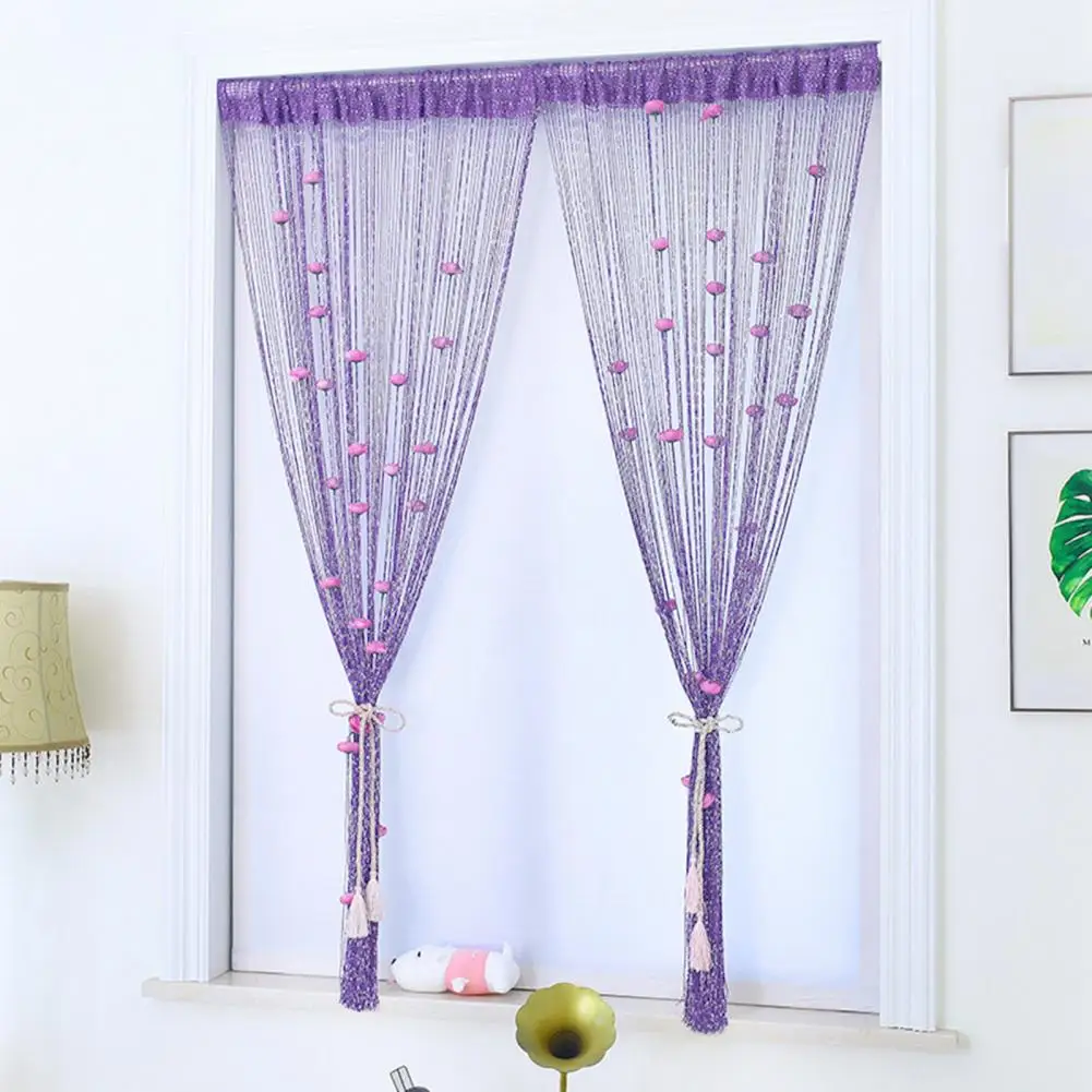 Privacy Door Curtain String Door Curtain Rose Tassel String Curtain Panel Decorative Sequin Fringe Room Divider Window for Home