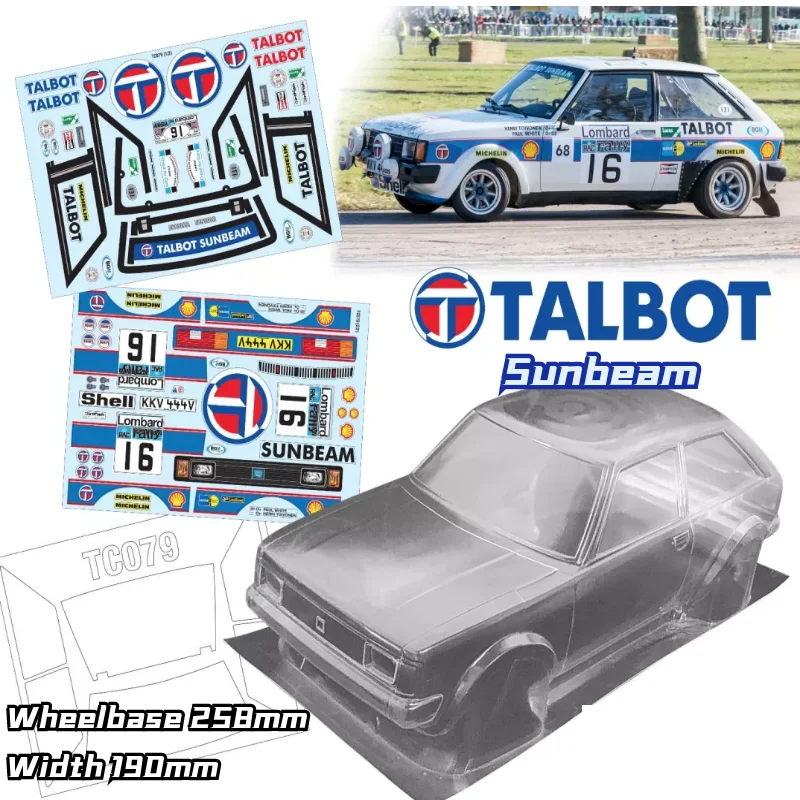 1/10 RC Rally PC Body Shell Talbot Sunbeam 258mm Wheelbase 190mm width for 1/10 Rally LC PTG HSP 94170 TAMIYA TT02 XV01 SNRC DT2