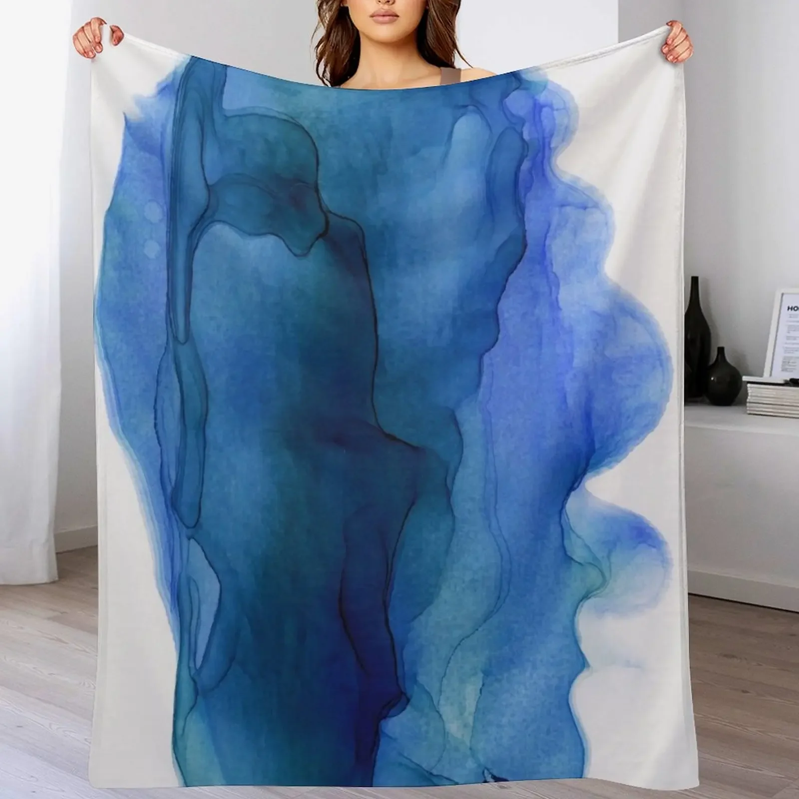 

Dark blue Ink Abstract Throw Blanket Fade Resistant Durable Throw Blanket