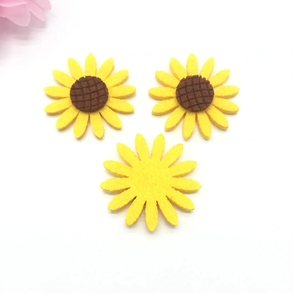 36Pcs Sunflower Corsage Detailed Craft Flower Sticker DIY Fashion Decor for Women Jackets Hats Bags Bright Yellow